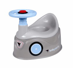 BIG-Baby-Potty grau - Lerntöpfchen im BIG-Bobby-Car Design mit abnehmbarem Lenkrad und hoher Rückenlehne, herausnehmbarer Einsatz, für Kinder ab 18 Monaten Angebot bei HelloDeals