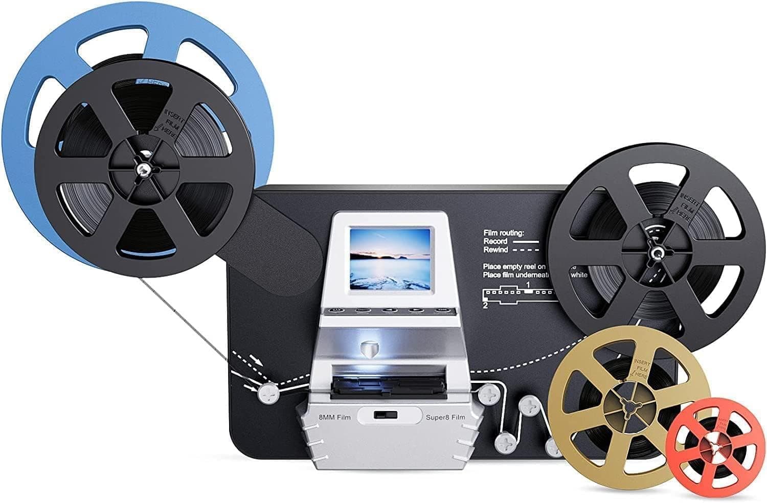 Super 8 Film Scanner, Converts Film in Digitales Video(3", 5", 7" und 9" Super 8/8 mm) MovieMaker, Super 8 Digitalisieren, mit 32 GB Speicherkarte und 2,4" LCD Angebot bei HelloDeals