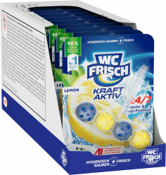 WC Frisch Kraft Aktiv Duftspüler Lemon (10er Pack), WC Reiniger sorgt für Reinigung bei jeder Spülung, Duftsteine für langanhaltend frischen WC Duft Zitrone 50 g (10er Pack) Angebot bei HelloDeals