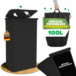 Pfandflaschen Sammelbehälter Metallrahmen mit Tragetasche, Reißverschluss und Drehdeckel am Pfandflaschen Behälter | Pfandbehälter Flaschensammler Leergut Sammelbehälter (Schwarz) Angebot bei HelloDeals