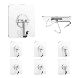 Klebehaken Haken Deckenhaken Ohne Bohren,Magische Haken Transparent,Küchenhaken, Kleiderhaken, Plastikhaken, Wasserdicht, Abnehmbar - Geeignet für Küche, Badezimmer (5kg Max, 6 Pack) Angebot bei HelloDeals