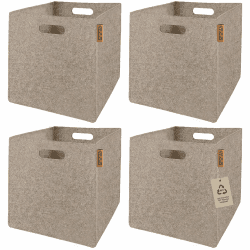 Miqio® Design Aufbewahrungsbox Filz 4er Set | 30x30x30 cm | Organizer Faltbox | Aufbewahrungskorb | Regalbox Kallax Einsatz | Beige 4er Set Beige Angebot bei HelloDeals