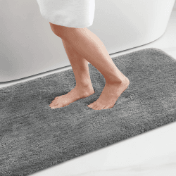 Homaxy Badezimmerteppich rutschfest Waschbar Badematte Weich Flauschig Badteppich Shaggy Hochflor Mikrofaser Badvorleger – 41 x 61 cm, Grau 41 x 61 cm (Rechteckig) Grau Angebot bei HelloDeals