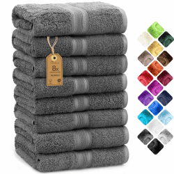 NatureMark 8 Handtücher Set - 100% Baumwolle - Saugfähige und langlebige Handtücher, Größe 50×100cm, Anthrazit Grau Angebot bei HelloDeals