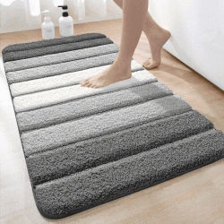 DEXI Badematte rutschfest 60 x 110 cm, Weich Badezimmerteppich Saugfähige Badteppich Waschbar Badvorleger für Badezimmer, Dusche, Badewannen, Grau 60 x 110 cm (Rechteckig) Grau Angebot bei HelloDeals