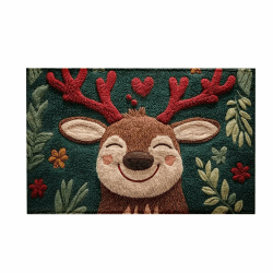 Waschbare Weihnachts-Elch-Fußmatte 60 X 44,5 cm - Niedliche Willkommensmatte Für Den Eingangsbereich Angebot bei HelloDeals