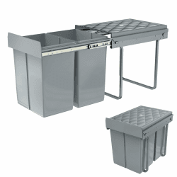 YUENFONG Einbaumülleimer 2 Fächer 2x20 Liter, Unterschrank Abfallsammler Mülleimer mit Teleskopschienen Ausziehbarer Mülltrennsystem Abfalleimer, 48 x 34,2 x 41,8cm 2x20L Angebot bei HelloDeals