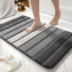 wyewye Mikrofaser Badematte Fußmatte Badteppich Super Saugfähig Badezimmerteppich 40x60cm Grau Grau 40 x 60 cm Angebot bei HelloDeals