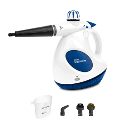 Polti Vaporetto First, Dampfpistole mit Boiler und Sicherheitsverschluss, Hochdruckboiler bis zu 3 Bar, Leistung 1000 W, 5 Zubehörteile inklusive, Weiß und Blau Angebot bei HelloDeals