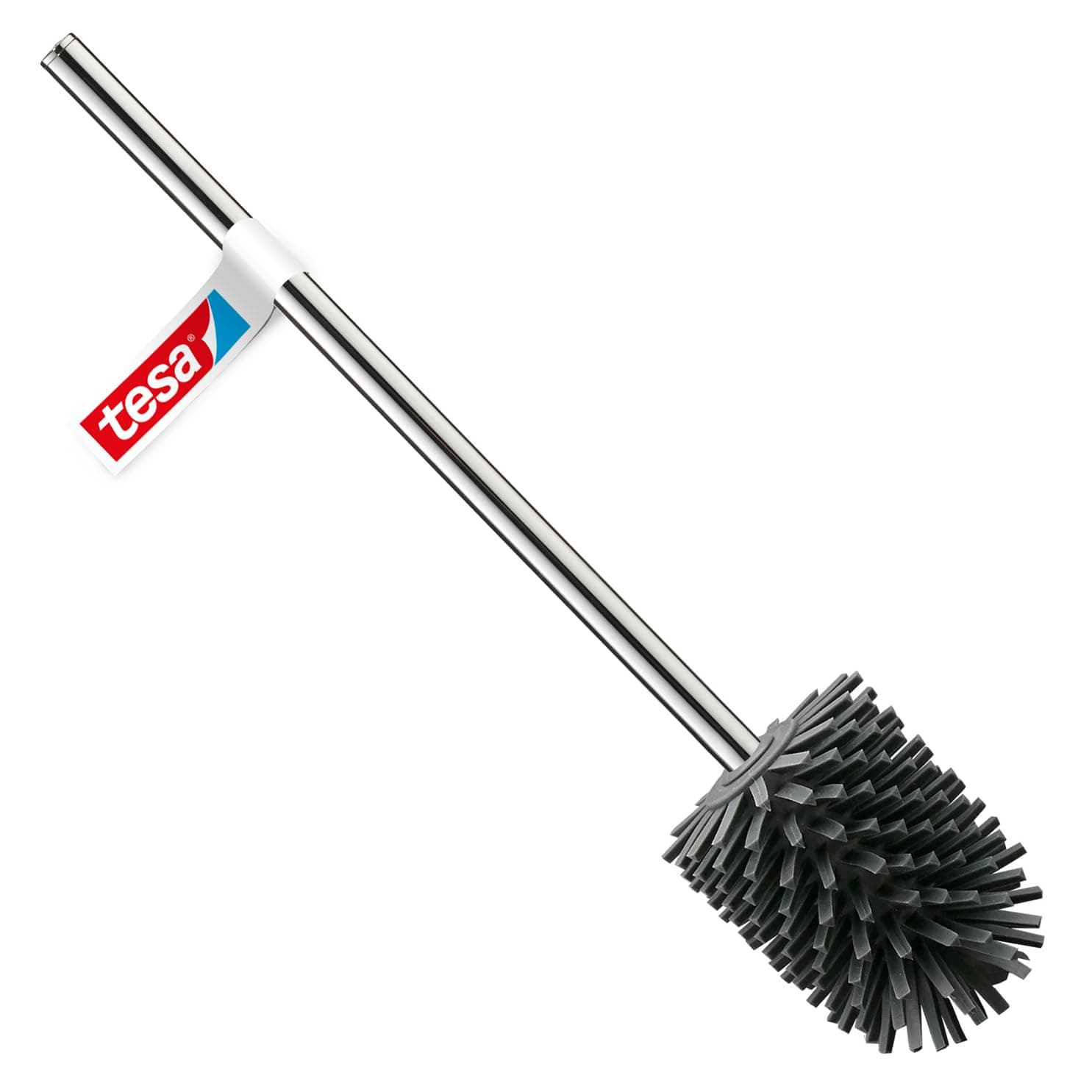 tesa Silikon-WC-Bürste - hygienische Ersatz-Toilettenbürste zur Verwendung in Allen tesa WC-Bürstengarnituren - Griff aus verchromtem Metall - Dunkelgrau - 37,4 x 7,1 x 7,4 cm Angebot bei HelloDeals
