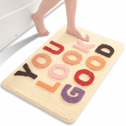 QJHOMO Beige Badezimmerteppich Bunt Badematte rutschfest Waschbar Badteppich niedlich Bad Deko Spaßig Badvorleger Weiche Mikrofaser Duschvorleger Absorbierende Badezimmer Teppich 40 x 60 cm 40 x 60 cm (Rechteckig) Beige Angebot bei HelloDeals