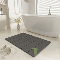 Stein Badematte,60cm Faltbar Diatomeenerde Badematte,Super Saugfähig,Schnell Trocknend,rutschfest Für Badezimmer,Leicht Zu Reinigen,Grau Angebot bei HelloDeals