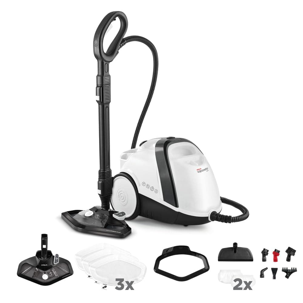 Polti Vaporetto Smart 120, Dampfreiniger mit Kessel, 4 bar Druck, maximale Leistung 1500 W, herausnehmbarer 2-Liter-Tank, Aufheizzeit 2 Minuten, 14 Zubehörteile inklusive, Weiß und Schwarz Angebot bei HelloDeals