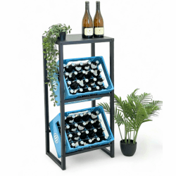 DanDiBo Getränkekistenregal 2 Kisten mit Ablage Schmal Metall Stehend 96541 Getränkekistenhalter 100 cm Getränkekistenständer Flaschenkistenregal 2 Kisten Breite 47 cm Angebot bei HelloDeals