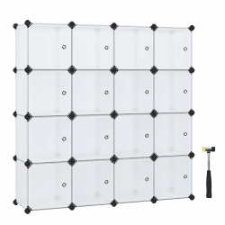 SONGMICS Regalsystem, Schuhregal, Set aus 16 Würfeln, Kleiderschrank aus Kunststoff, mit Türen, Steckregal, Aufbewahrung von Kleidung, Schuhen und Büchern, einfache Montage, weiß LPC44BS 16 Würfel (123B x 123H cm) Weiß Angebot bei HelloDeals