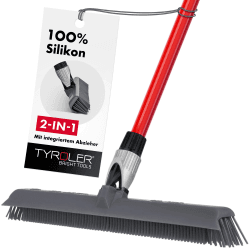 Tyroler Silikon Besen & Bodenabzieher | Kehrbesen-Kopf aus 100% Silikon 41 cm | Besen mit Stiel und 140 cm Anti-Rost-Griff | Silikonbesen mit Stiel | Gummibesen mit Stiel | Gummibesen Tierhaare Angebot bei HelloDeals