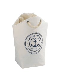 WENKO Wäschesammler Mod. Sylt faltbar aus hochwertigem Polyester mit geflochtenen Tragegriffen 58 Liter Fassungsvermögen Maße 53 x 60 x 25 cm Farbe Beige Mittel Angebot bei HelloDeals