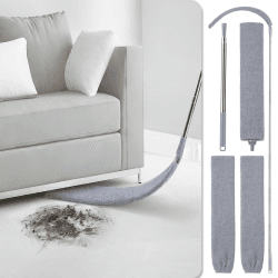 Einziehbarer Spalt-Staubreiniger, Staubwedel-Flachwischer bis zu ausziehbar und Zwei Mikrofaserbezüge, einziehbarer Spalt-Staubreiniger für unter Sofa, Schränke, Bett, Haushaltsspaltstaub Grau Angebot bei HelloDeals