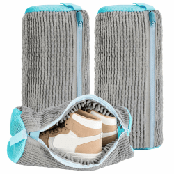 2 Stück Schuhe Waschbeutel, Schuhwaschbeutel Waschmaschine Wiederverwendbar - 360° Reinigungsflusen mit Verstecktem Reißverschluss, Schuhsack Waschmaschine für Turnschuhe,Tennisschuhe und Schuhe(Gray) Angebot bei HelloDeals