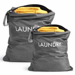 Wäschesack Reise, 2 Pack Wasserdichte Reise Wäschebeutel mit Reißverschluss, Laundry Bag, Schmutzwäschebeutel Reise, 2 Größen Faltbarer Schmutzwäschebeutel für Camping und Reisen Dunkelgrau Angebot bei HelloDeals