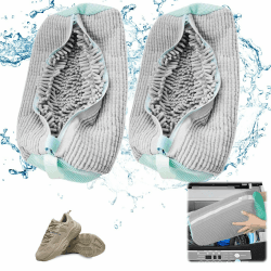 Schuhwaschbeutel für die Waschmaschine, Schuhtrockner, Wäschebeutel, wiederverwendbar, Schuhwaschbeutel für Waschmaschine und Trockner,waschbeutel,Wäschesack Schuhe mit 360° Reinigungsflaum (grau x 2) Angebot bei HelloDeals
