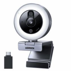 UGREEN 2K Webcam mit Ringlicht PC Kamera mit mikrofon Streaming Kamera mit Abdeckung Fixfokus 4 Fülllichtstufen 80°FOV USB-A/C Anschluss Kompatibel mit PC/Laptop/Windows/Mac/Linux/Skype Angebot bei HelloDeals