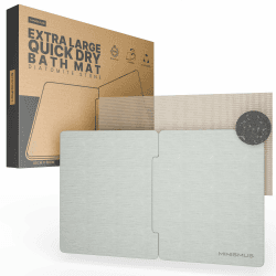 Minismus Badematte Stein 80 x 50 cm Diatomite Stone Bath Mat, Steinmatte Badezimmer, Duschvorleger Schnelltrocknend, XL-Größe Duschmatte Kieselgurmatte (Hellgrau) Angebot bei HelloDeals