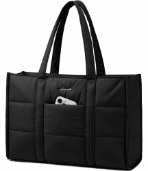 LOVEVOOK Handtasche Damen Groß, Puffer Laptoptasche 15,6 Zoll Shopper Tasche Arbeitstasche Aktentasche, Tote Bag Women Handbag Lehrertasche Schultasche Schultertasche für Uni Business Schule, Schwarz 15,6 Zoll Schwarz Angebot bei HelloDeals