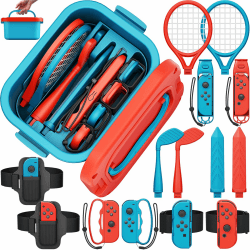 Deruitu 15-in-1-Switch-Sportzubehör-Bundle-Set für Nintendo Switch/OLED-Spiele, Switch-Sportspiel-Zubehör-Kit, Familien-Party-Pack-Spielzubehör-Set für Switch-OLED-Sportspiele Rot & Blau Nintendo Switch/OLED Angebot bei HelloDeals