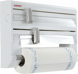 Leifheit Wandrollenhalter Parat ComfortLine-Serie für 3 Rollen, saubere Schnittkanten durch praktischen Schneidabroller, Küchenrollenhalter mit Folienschneider sorgt für griffbereite Folien-Enden Angebot bei HelloDeals