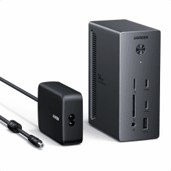 UGREEN Revodok Pro 314 USB C Docking Station 3 Monitore 2HDMI & DP mit 8K DP/4K HDMI, 100W PD, 10Gbps USB Ports, Gigabit Ethernet, SD/TF 170MB/s, 3.5mm Audio, 90cm Kabel, inkl. 140W Netzteil 2HDMI+DP Angebot bei HelloDeals