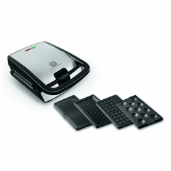 Tefal Snack Collection 4-er Set SW854D, Kombigerät, Inklusive 4 antihaftbeschichter Plattensets, Spülmaschinengeeignet, Panini, Waffeln, Sandwich, süße Küchlein, 700W,Schwarz/Edelstahl NEUES POWER-Modell - SW854D Angebot bei HelloDeals