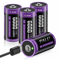 USB-C Lithium C batterien 6000mWh LR14 Batterie 1,5V Schnellladung Typ-C batterien mit Ladekabel, Geringe Selbstentladung, 1500+ Zyklus, mit Ladelicht,2 Stück Akku 4C/LR14 Angebot bei HelloDeals