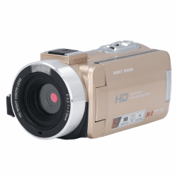 VBESTLIFE 1080P-Videokamera-Recorder, Infrarot-Nachtsicht-30-MP-Camcorder mit 18-fachem Zoom, 3,0-Zoll-IPS-LCD, Webcam, IR-Nachtsicht, für YouTube-Vlogging-Live-Streaming (Gold) Angebot bei HelloDeals