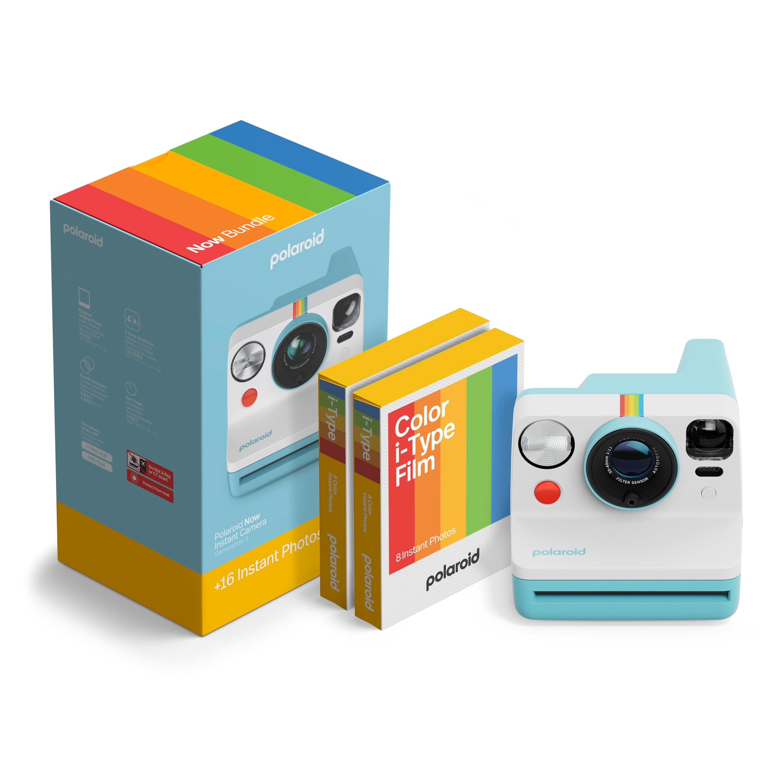 Polaroid - SofortbildKamera - Now Gen3 - Artic Blue + Color Film Bundle (16 Photos) Angebot bei HelloDeals
