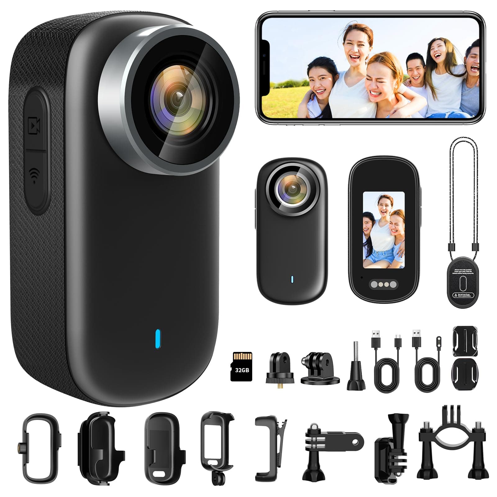 WiFi Action Kamera 4K wasserdichte Mini Action Cam 150° Kleine WiFi Sport Action Kamera, Fahrrad Motorrad Helm Kamera mit 1,3-Zoll-Display und Magnetisch, 3 Stunden Akkulaufzeit Angebot bei HelloDeals