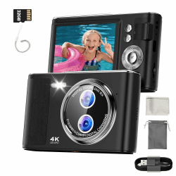 32GB Digitalkamera Kinder Fotokamera: 48MP Anti-Shake Kinderkamera Foto mit 2,8 Zoll 4K-Bildschirm, Vlogging Fotoapparat für YouTube 16X Digital Zoom Kompaktkamera für Fotografie black Angebot bei HelloDeals