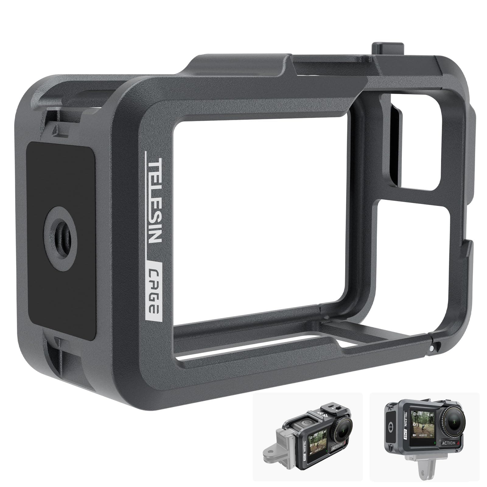 TELESIN Kamerakäfig für DJI Action 5 Pro Osmo Action 4 Action 3, Aluminium Schutzkäfig gehäuse käfig für DJI, passend mit ND CPL Filter an der Kamera, Rahmenskeletthülse mit 1/4-Gewindeanschluss Angebot bei HelloDeals