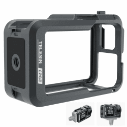 TELESIN Kamerakäfig für DJI Action 5 Pro Osmo Action 4 Action 3, Aluminium Schutzkäfig gehäuse käfig für DJI, passend mit ND CPL Filter an der Kamera, Rahmenskeletthülse mit 1/4-Gewindeanschluss Angebot bei HelloDeals