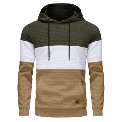 YuKaiChen Herren Pullover Herren Patchwork Hoodie Langarm Jacquard Kaputzenpullover Farbblock Sweatshirt mit Taschen L Armeegrün-weiß-khaki Angebot bei HelloDeals
