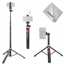 NEEWER Handy Stativ für Kamera mit HandyHalter & Fernbedienung, 62,9" Full Metall Selfie Stick Reise Vlog Video Aufnehme Tragbarer Ständer Kompatibel mit iPhone Canon Sony Nikon, Reinigungstuch, TS05 TS05 mit Reinigungstuch Angebot bei HelloDeals
