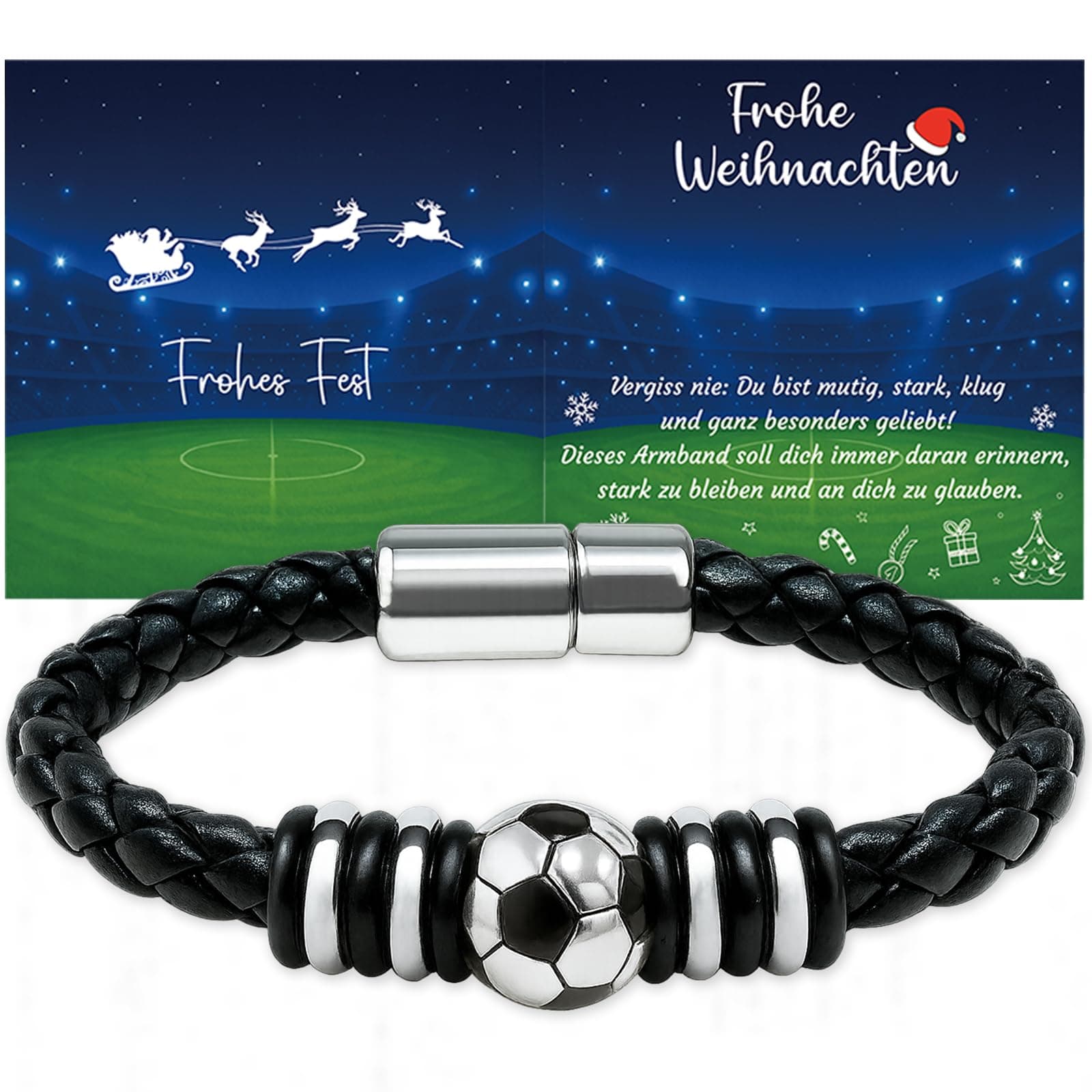 Fussball Armband, Füllung Adventskalender Teenager Jungs, Lederarmband Kleine Weihnachtsgeschenke für Kinder, Nikolaus Geschenke Kinder mit Grußkarte Geschenkbox Angebot bei HelloDeals