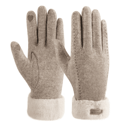 Damen Winter Touchscreen Handschuhe mit Thermo Fleecefutter, Warme und Dick Wolle Khaki M Angebot bei HelloDeals