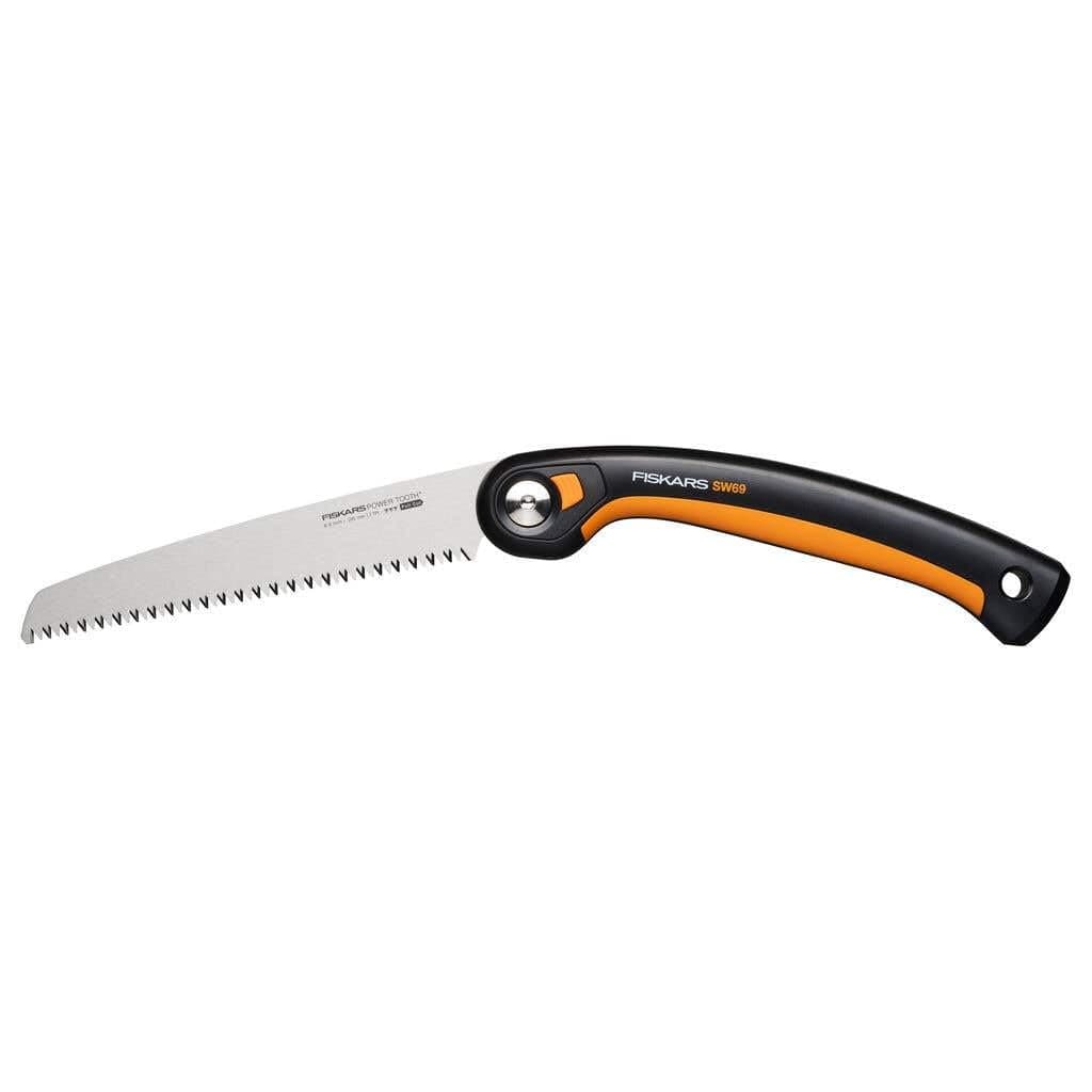 Fiskars Plus Klappsäge, Für dicke Stämme und Äste, 3 Schneidpositionen, Scharfes Power Tooth-Blatt, Grobzahnung, Blattlänge: 21 cm, Schwarz/Orange, SW69, 1067553 Säge (20 cm Klinge) Angebot bei HelloDeals