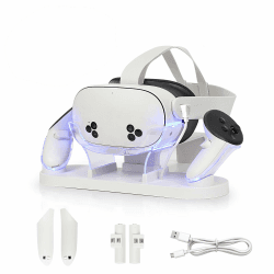 Ladestation für MetaQuest 3S/Quest 3, Schnellladestation mit LED-Anzeige, Ladestation mit USB-C-Schnellladefunktion für VR-Konsole und Touch Controller Angebot bei HelloDeals