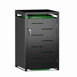 Mülltonnenbox 2er und 1er Tonne | bis 240 Liter | schwarz | verzinkter Stahl | Premium Dämpfer | wetterfest| Hydraulikstangen| Türgriff mit Schloss | Gartenbox 1 Mülltonnen Angebot bei HelloDeals