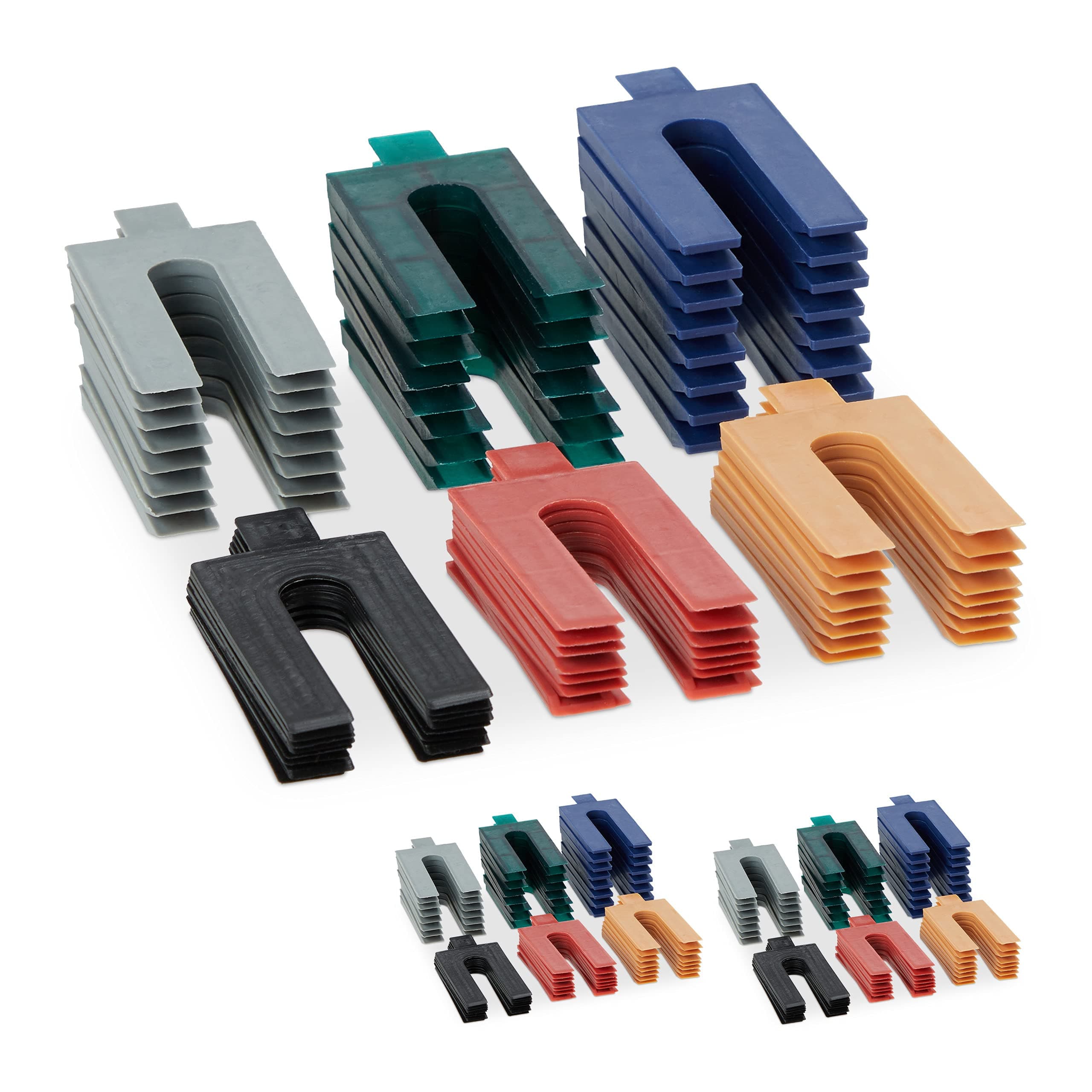 Relaxdays Abstandshalter Kunststoff, 144er Set, Verglasungsklötze in 6 Größen, Distanzplättchen 1-6 mm, versch. Farben Angebot bei HelloDeals