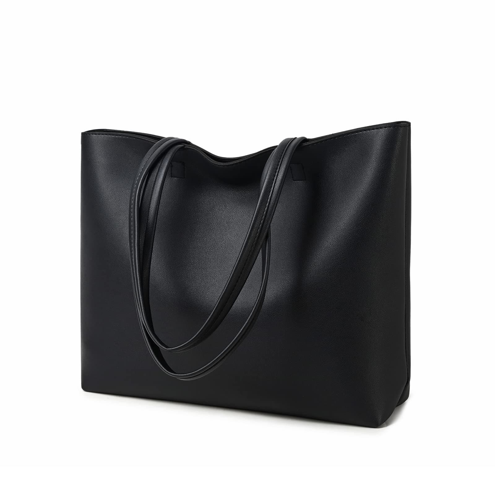 Damen Henkeltaschen, Einfache Handtaschen PU Leder Tote Shopper Bag für Arbeit, Schule, Einkauf mit Reißverschluss und Innentasche Schwarz Angebot bei HelloDeals