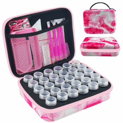 Aufbewahrungsbehälter für Diamantkunst, mit Punktbohrwerkzeugen, 30 Fächer, Perlen-Organizer-Etui für 5D-DIY-Kunst-Kits, tragbare Bastelbox für Diamant-Malerei-Zubehör (Rosa) Rosa S Angebot bei HelloDeals
