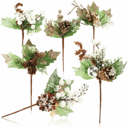 com-four® 6X Deko-Mistelzweig, dekorative Mistelzweige zum Aufhängen, Dekozweige als Bastelbedarf, verschönert Geschenke und Potpourris (06 Stück - goldfarben + weiß) Angebot bei HelloDeals